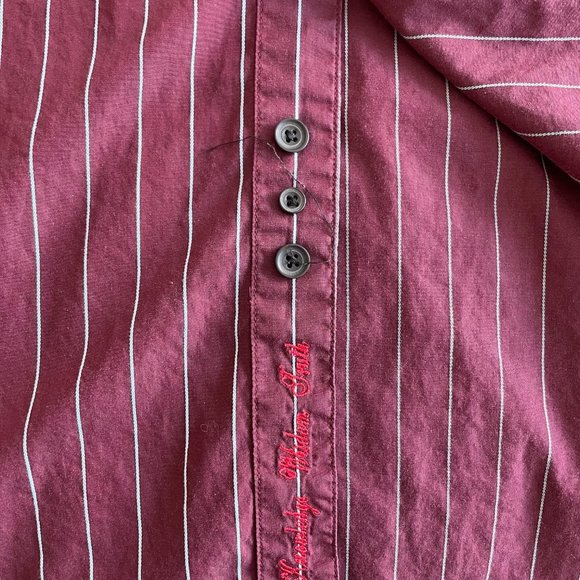 Robert Graham Sport Shirt - Maroon with Pale Blue Pinstripe - X-Large - Picture 5 of 6